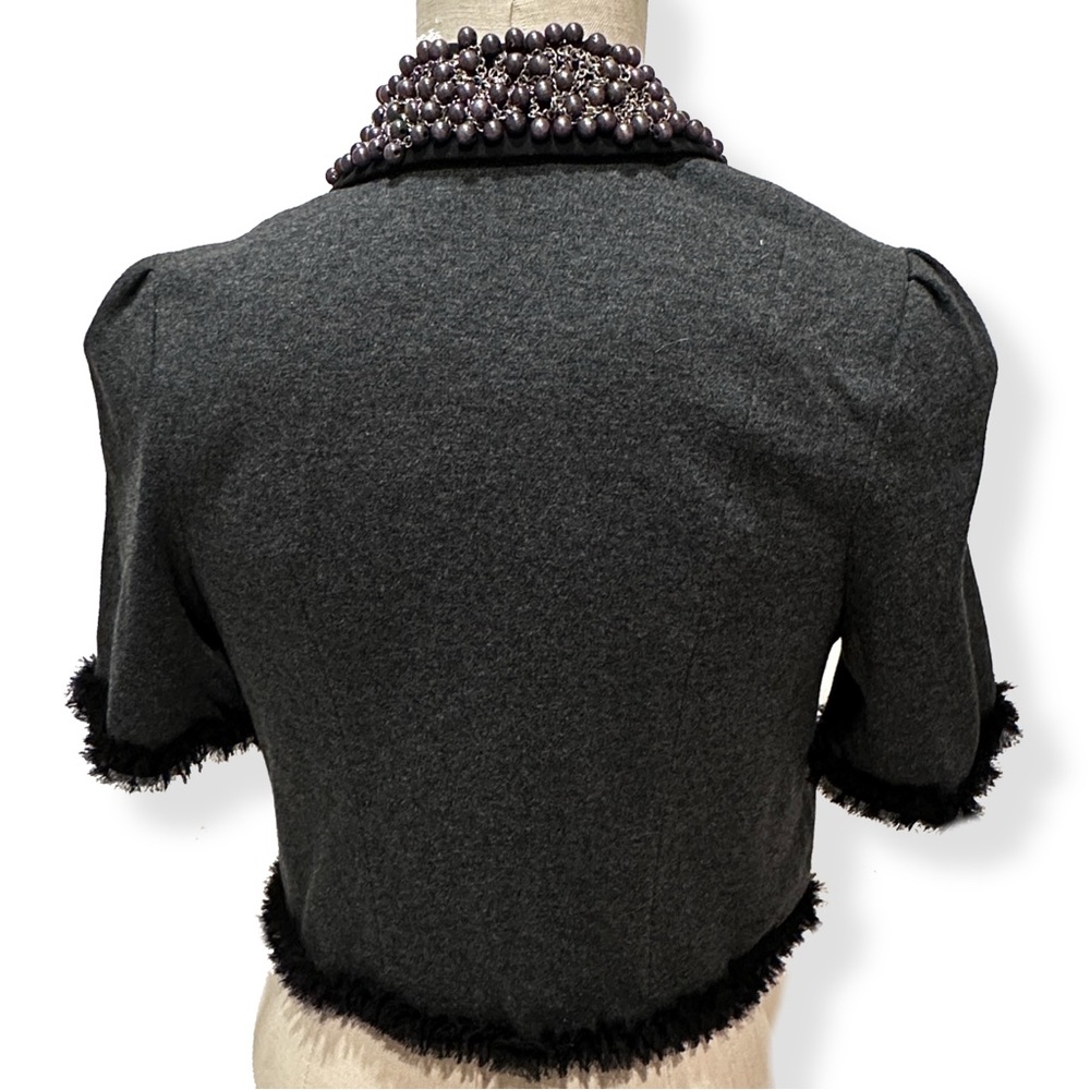 ANTHROPOLOGIE Twelve by Twelve Gray Pearl Embellished Jacket w Bows | NWT Small - Picture 4 of 9